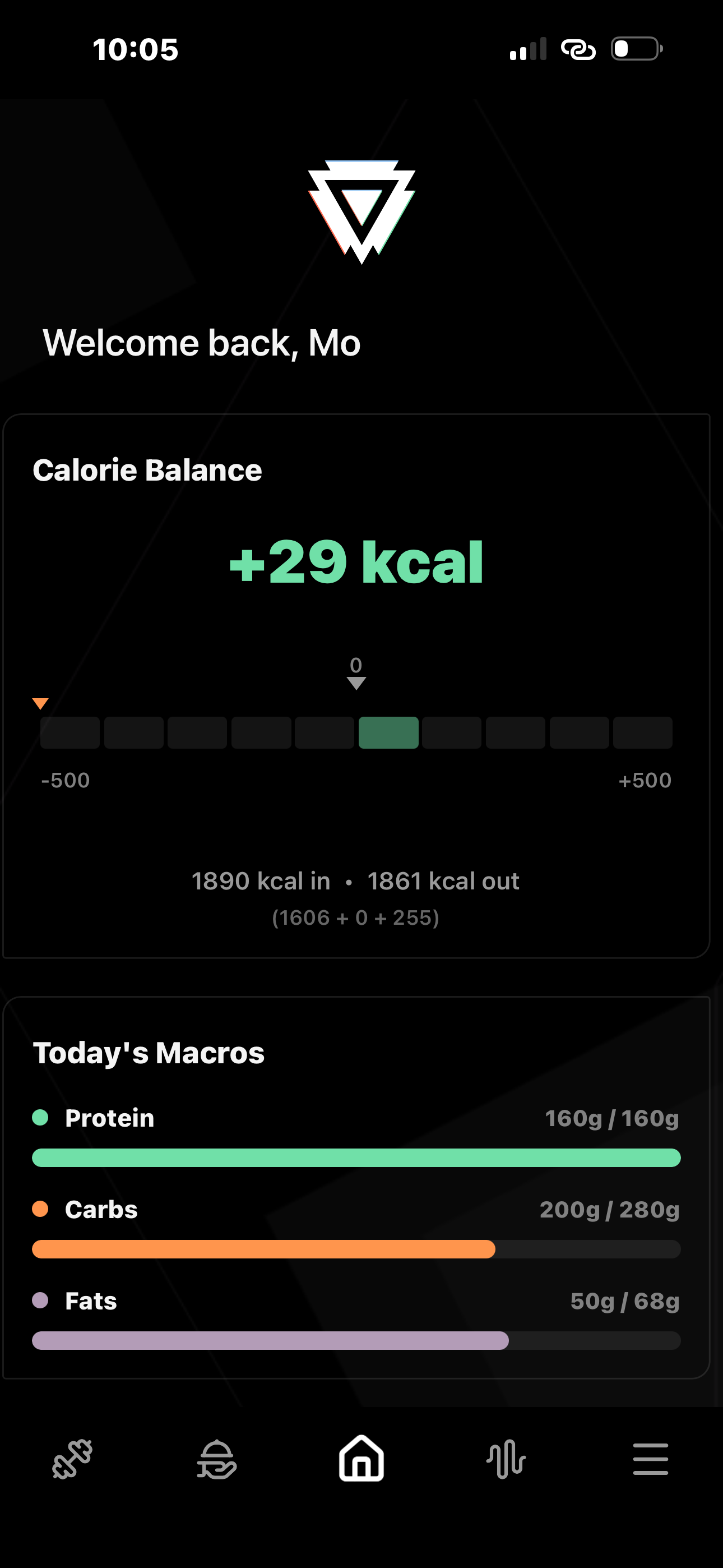 GRIND nutrition plan screen